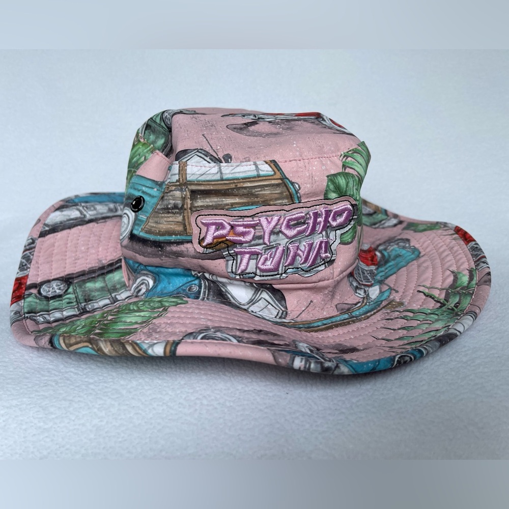PSYCHO TUNA Pink Graphic Bucket Hat, Unisex Size S/M